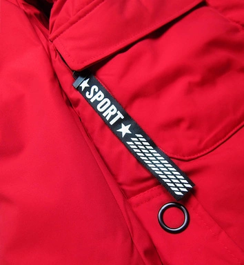 KURTKA ZIMOWA DAMSKA Z OZDOBNĄ PODSZEWKĄ CZERWONA (B9576-4)