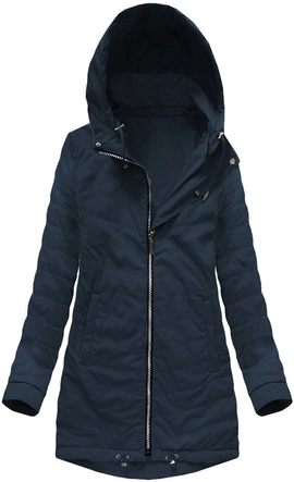 DWUSTRONNA KURTKA Z KAPTUREM GRANATOWA (W0229)