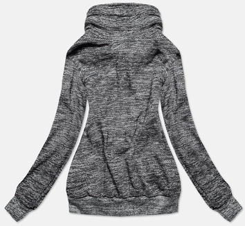 DAMSKA BLUZA SPORTOWA Z WYSOKĄ STÓJKĄ GRAFITOWA (58329)