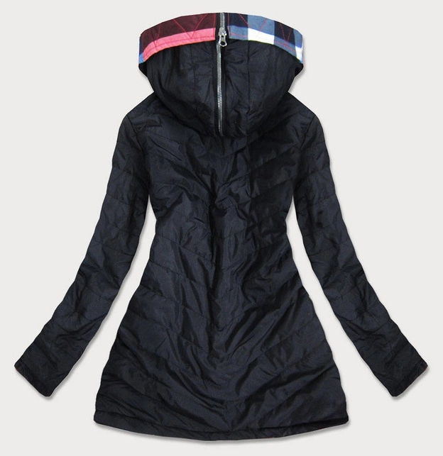Dwustronna kurtka damska czerwono-czarna (w653)