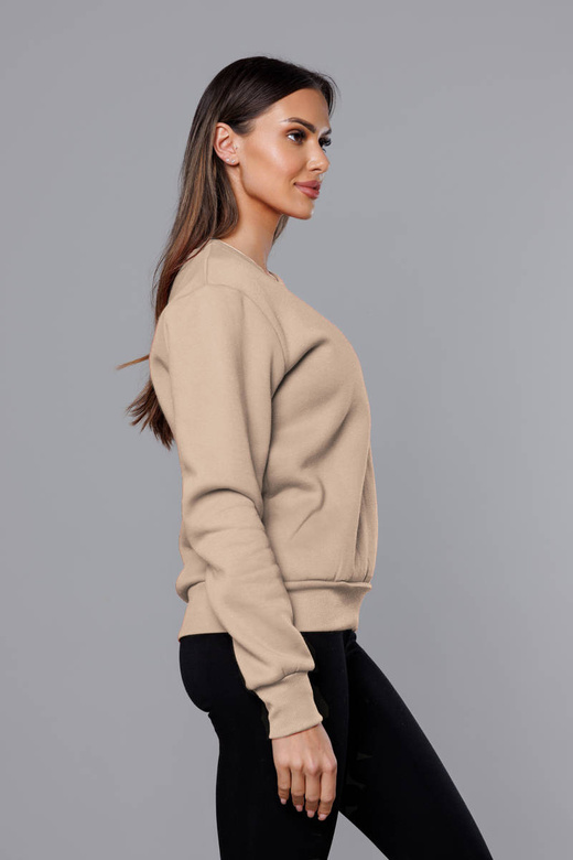 BLUZA DRESOWA DAMSKA ZE ŚCIĄGACZAMI CIEMNOBEŻOWA (W01-6)