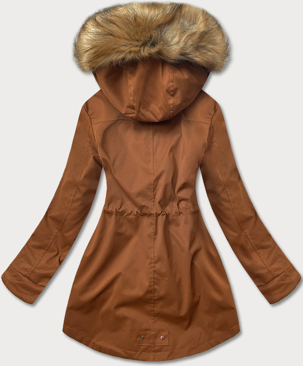 Parka zimowa damska karmel-beż (m-21356)