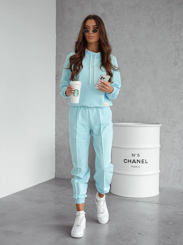 Komplet dresowy bluza ze stójką i spodnie niebieski (82162)