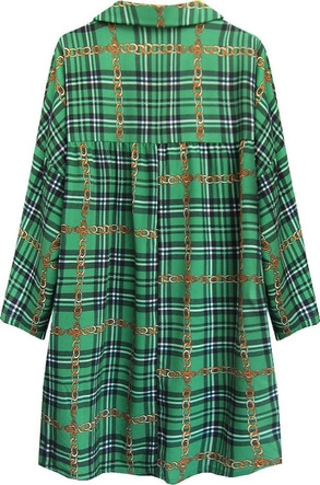 KOSZULA OVERSIZE W KRATĘ ZIELONA (302ART)