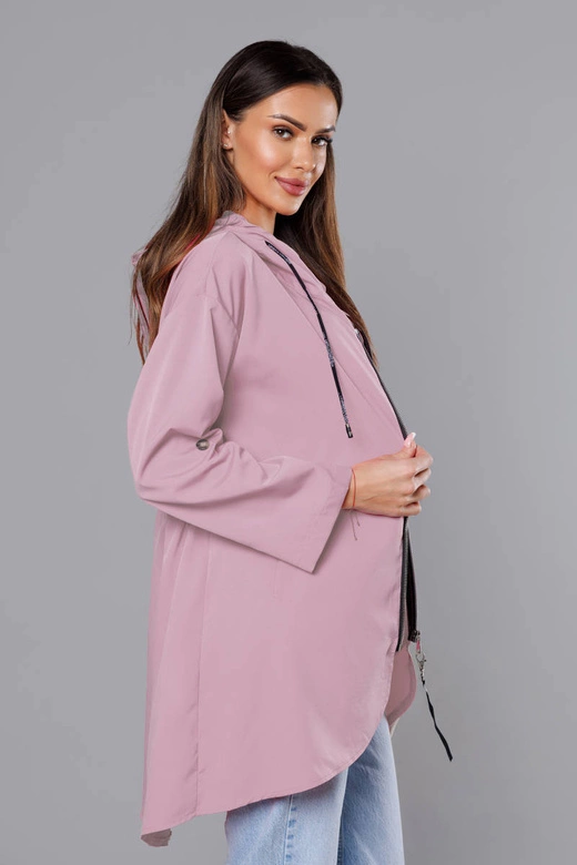 Cienka asymetryczna narzutka damska brudny róż (B8117-81)