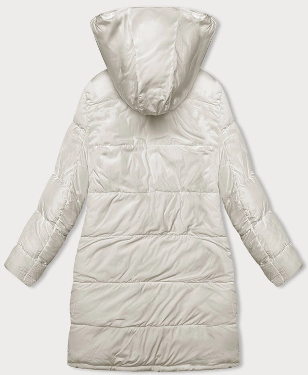 Gruba dwustronna kurtka zimowa damska czarny-ecru (V767)