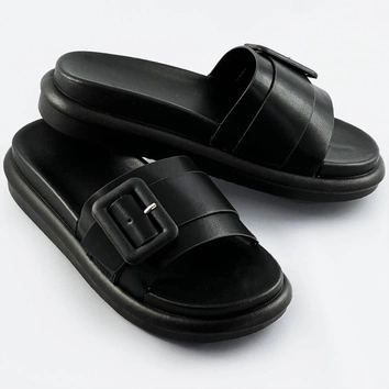 Damskie klapki z klamrą czarne (xa136)