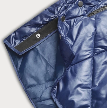 Kurtka damska z ozdobnym kapturem ciemna niebieska (B8126-72)