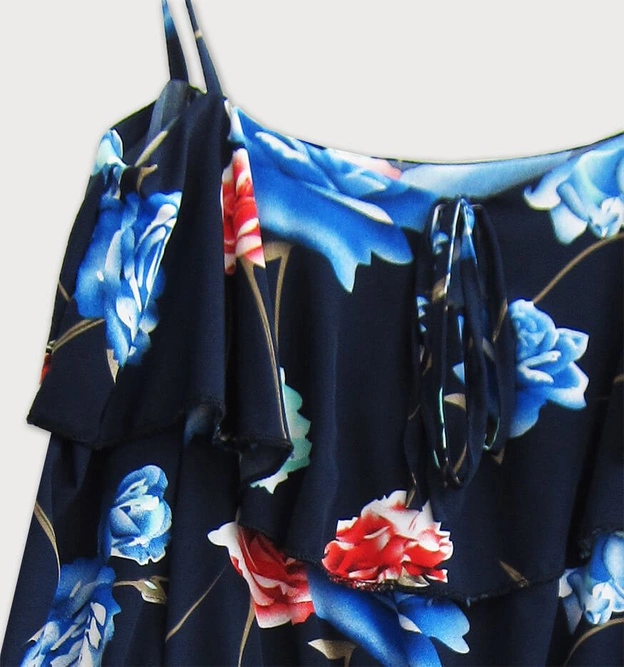 SUKIENKA HISZPANKA W KWIATY GRANATOWA (356ART)