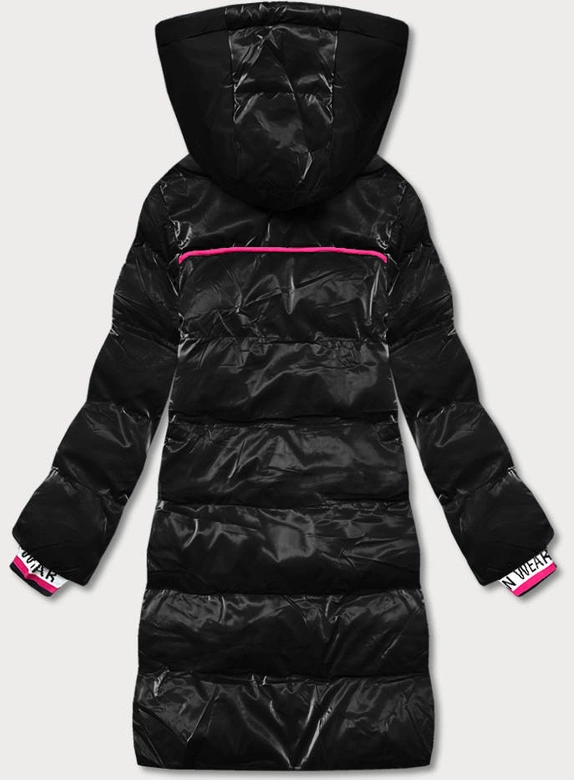 Damska kurtka zimowa z kolorowymi wstawkami czarna (CAN-594)