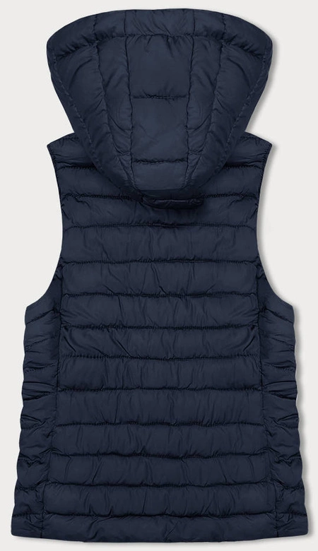 Pikowany bezrękawnik z kapturem damski granatowy (16M9150-215)