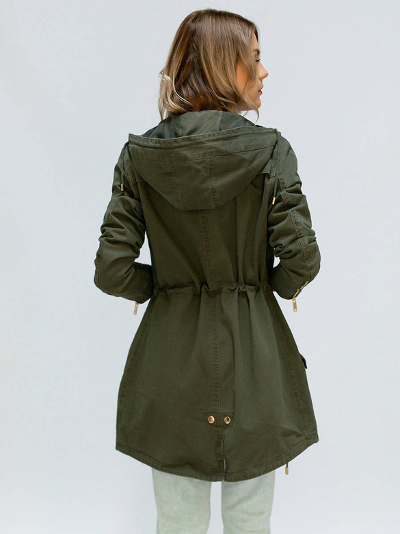 PARKA Z KAPTUREM KHAKI (X7099X)