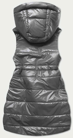 Błyszcząca kamizelka z kapturem grafitowa (b9783-70)