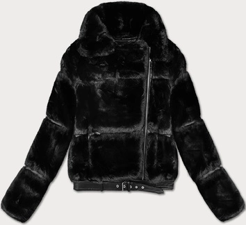 Krótka kurtka futrzana z kołnierzem J Style czarna (11Z8163)