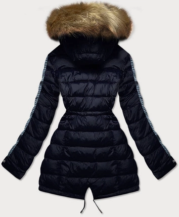 Dwustronna damska  kurtka zimowa granatowo-szara (mhm-w556)