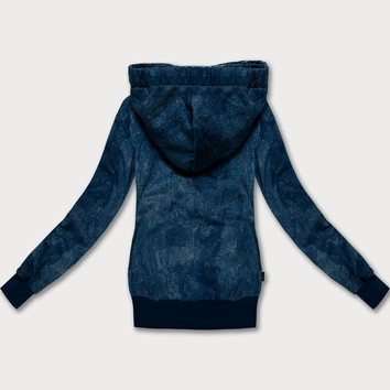 Dopasowana bluza damska z asymetrycznym zamkiem LHD ciemny niebieski (AMG-61)