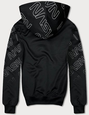 Męska bluza kangurka z nadrukiem czarna (8B991-3)