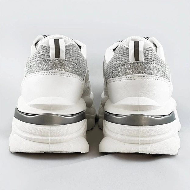 Sznurowane buty sportowe damskie biało-szare (lu-3)