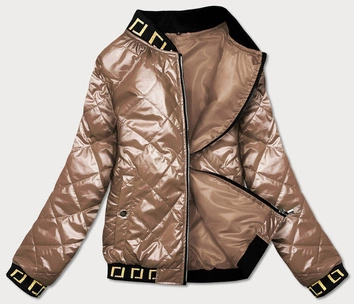 Błyszcząca kurtka damska bomberka karmelowa (b9798-46)