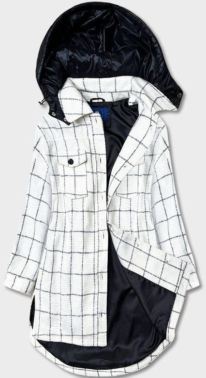 Damska kurtka koszulowa w kratę ecru (AG3-1813)