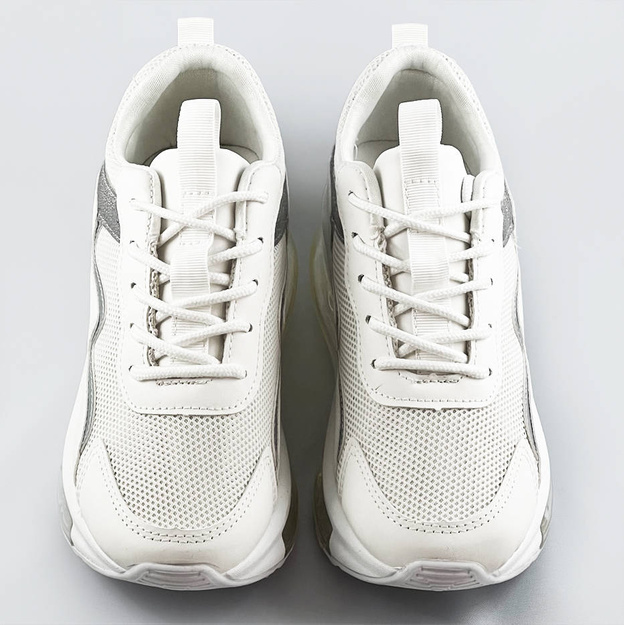 Buty sportowe damskie z transparentną podeszwą białe (ym-148)