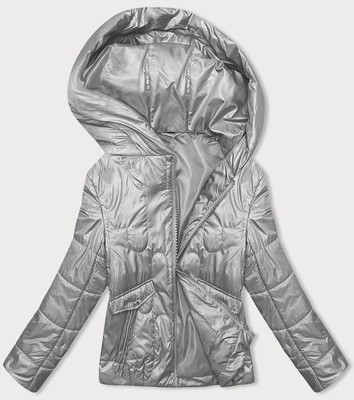 Pikowana krótka kurtka damska szara (B8185-9)