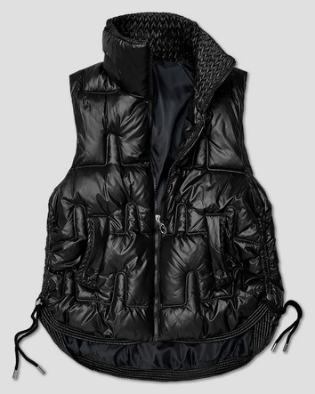 Krótki bezrękawnik damski ze ściąganymi bokami S'West czarny (B8257-1)