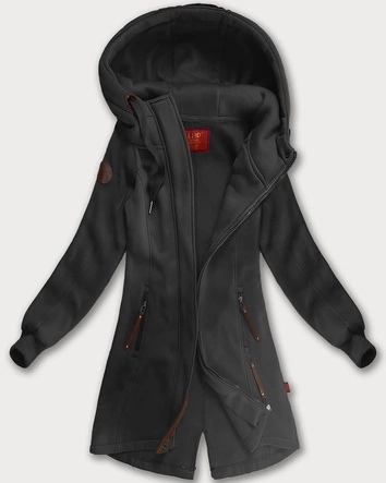 Długa bluza damska z kapturem grafitowa (AMG-675/2)