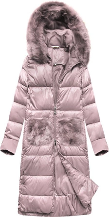 DŁUGA KURTKA Z KAPTUREM RÓŻOWA (PM7231)