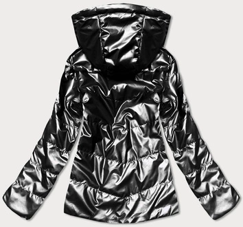 DWUSTRONNA KURTKA DAMSKA Z KAPTUREM CZARNA (B9793-1)