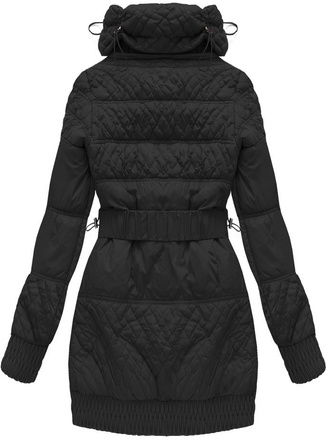PIKOWANA KURTKA Z PASKIEM CZARNA (J6311W)
