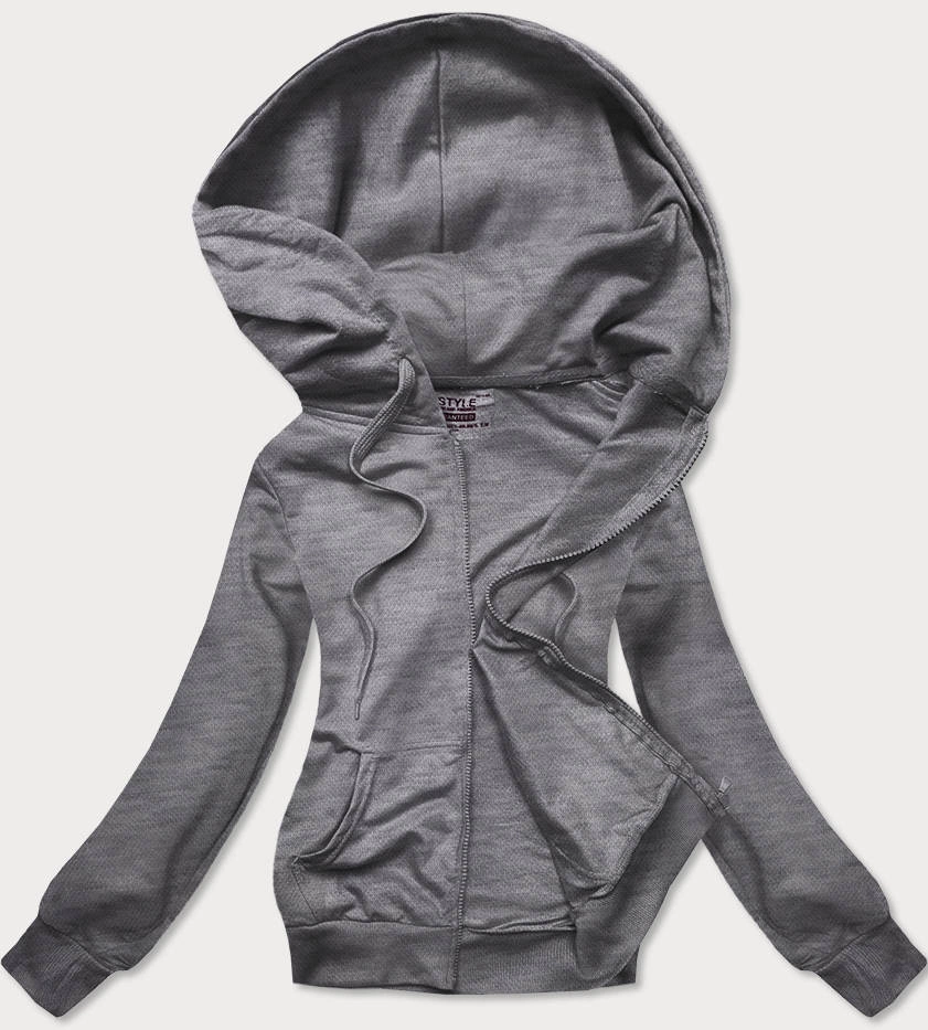 Rozpinana cienka bluza damska z kapturem ciemny szary (W08-5)