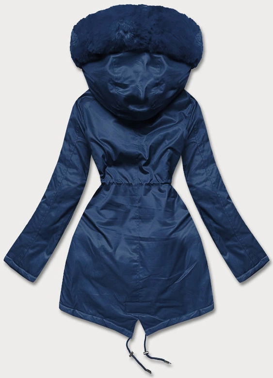 Parka damska z futerkiem granatowa (5m762-215)