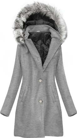 BAWEŁNIANY PŁASZCZ ZIMOWY SZARY (514ART)