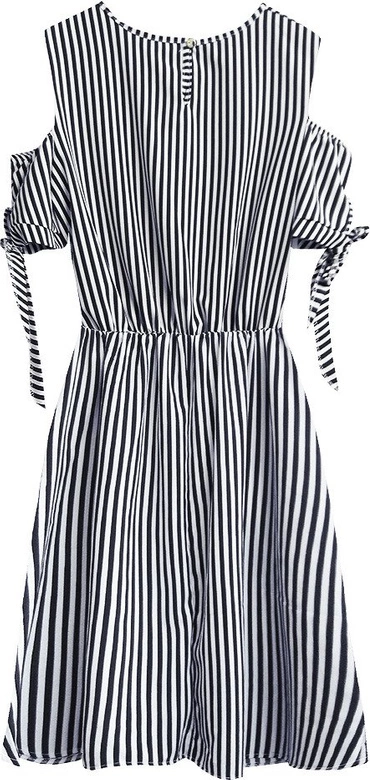 SUKIENKA Z ODKRYTYMI RAMIONAMI GRANATOWO-BIAŁA (372ART)