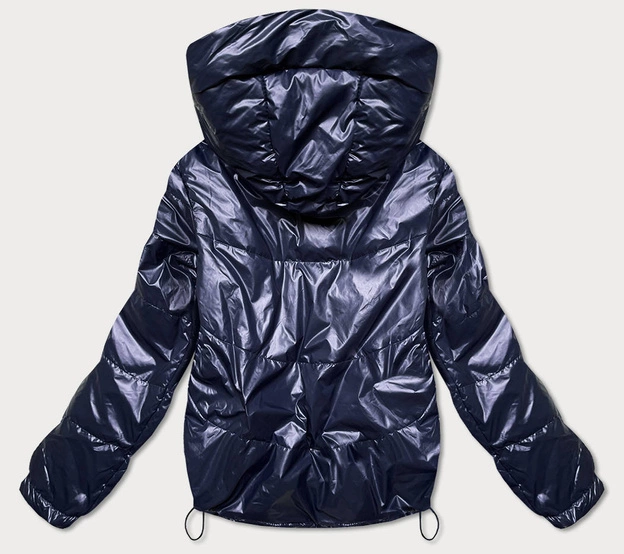 Krótka dwustronna kurtka damska granat/beż (bh-2204big)