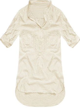 KOSZULA W PASKI Z KIESZENIAMI BEŻOWA (ART12)