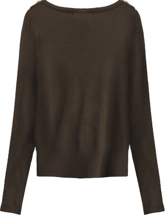 SWETEREK Z OZDOBNYM ŻABOTEM CIEMNOBRĄZOWY (X1535X)