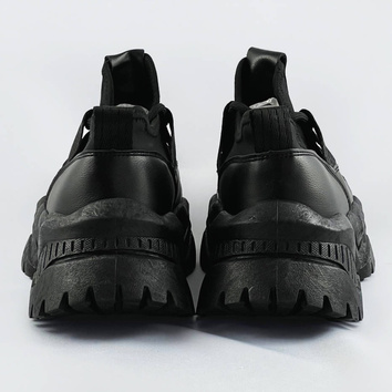 Sznurowane sneakersy na platformie czarne (ra5)