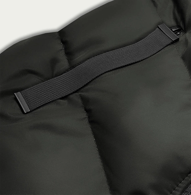 Puchowa kamizelka damska z futerkiem army (5M787-136)