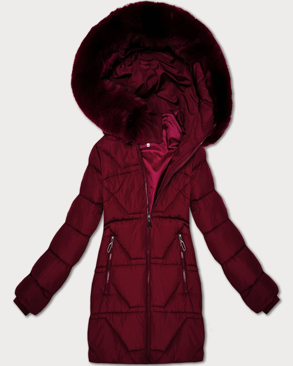 Zimowa damska kurtka puchowa J Style bordowa (16M9275-06)