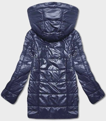 Kurtka damska z asymetrycznym zamkiem ciemna niebieska (B8087-72051)