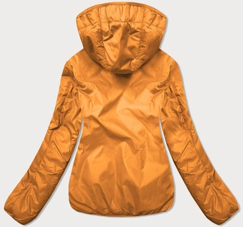 Krótka damska kurtka 2 w 1 musztardowa (h1029-37)