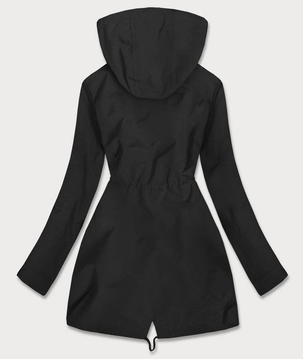 DWUSTRONNA PARKA DAMSKA Z KAPTUREM CZARNA-PANTERKA (W354BIG)