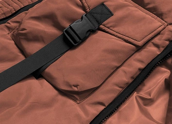 Taliowana kurtka zimowa damska brązowa (h-1071-79)