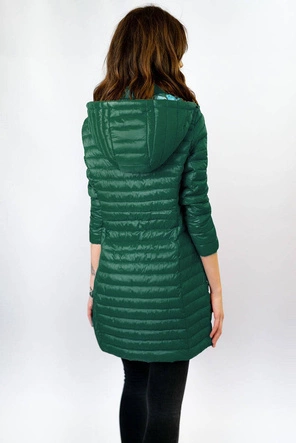 DŁUŻSZA KURTKA DAMSKA PIKOWANA ZIELONA (7178)