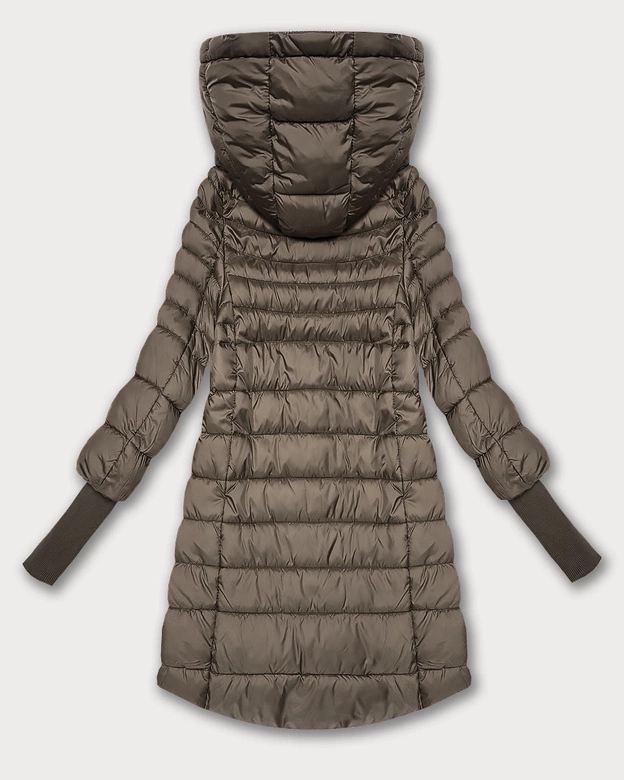 Przejściowa kurtka damska z dzianinowymi ściągaczami beżowa (1828)