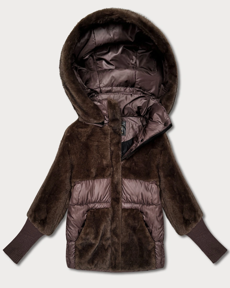 Kurtka zimowa damska z kapturem Goodlookin brązowa (LD-5562)