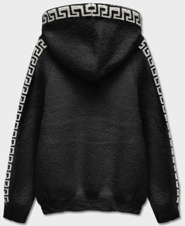 Narzutka kurtka z kapturem a'la alpaka czarna (B6001-1)