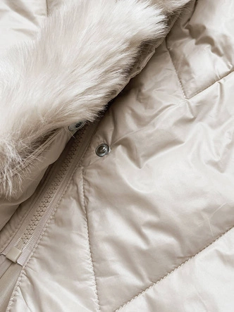 Damska długa kurtka pikowana ecru (772)